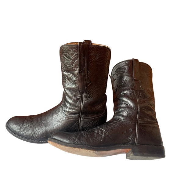 LUCCHESE HANDMADE SMOOTH OSTRICH ROPER COWBOY BOOTS SZ 11 B main image 3